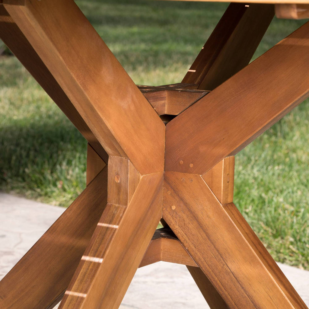 Brown Acacia Wood Round Dining Table R4552