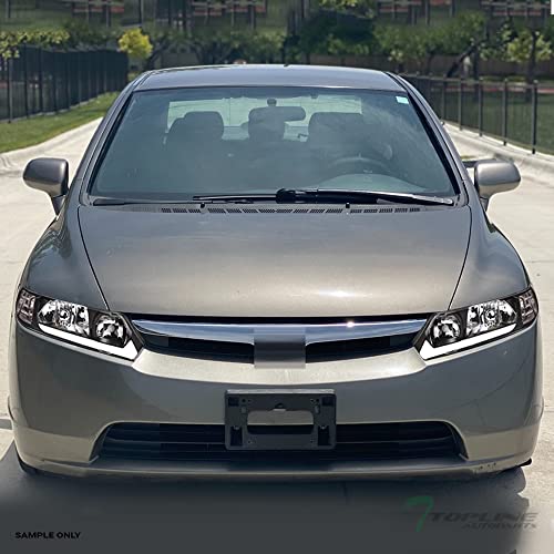 Compatible With 2006-2011 Honda Civic 4 Door Sedan Black Housing Headlights L216
