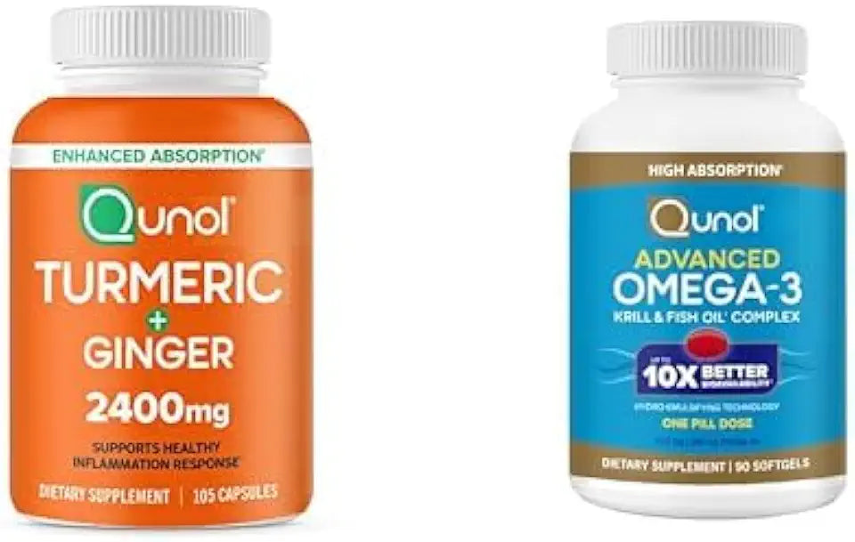 2400mg Turmeric Curcumin with Black Pepper & Ginger, 105 Count Omega 3 Krill and Fish Oil, 90 Count D988574