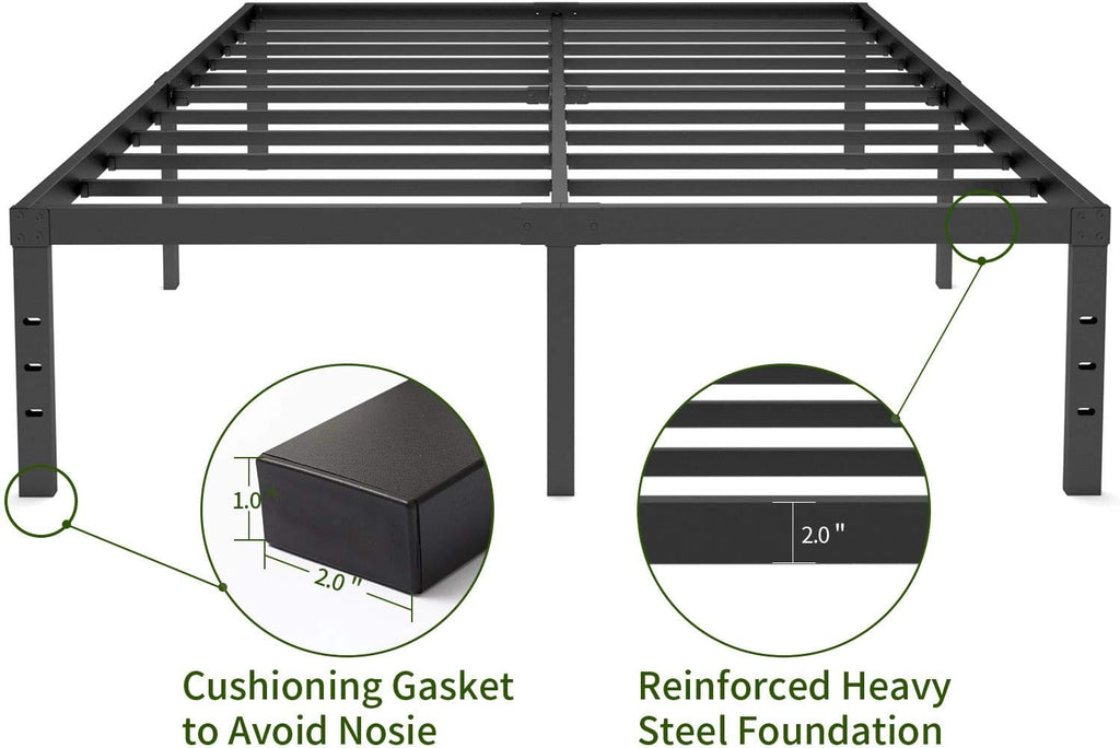 18 Inch Metal Platform Bed Frame with Steel Slats C673736