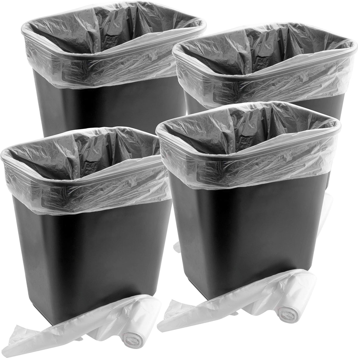 4 gal. Black Plastic Wastebasket with Clear Bags R695220