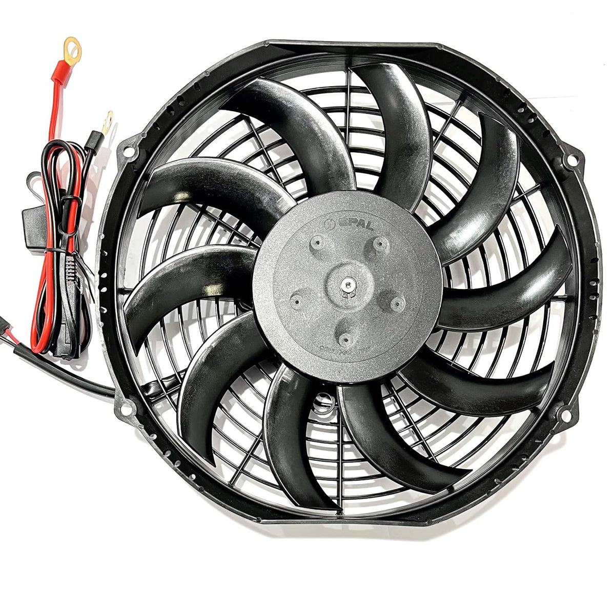 10" 12 Volt Curved Blade Puller Fan with Wire Harness Pack of 2 Y5619