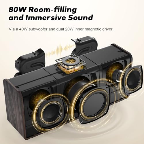 Gold Bluetooth Speaker with 80W Sound and 18H Playtime H664