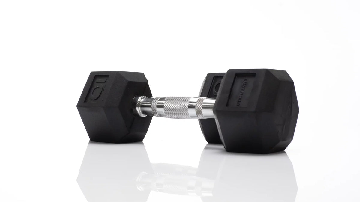 10lb Black Rubber Hex Dumbbell Pair U4709