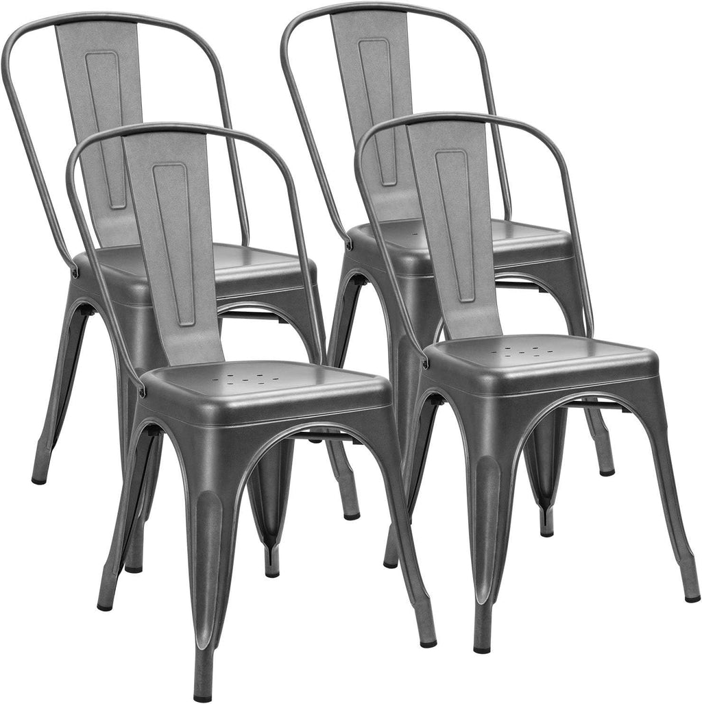 Grey Metal Stackable Dining Chairs Set of 4 X6916