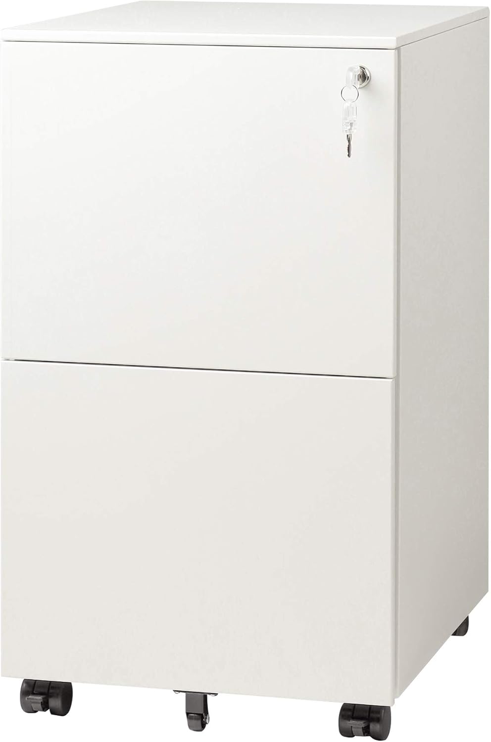 White 2-Drawer Mobile File Cabinet with Lock V357186