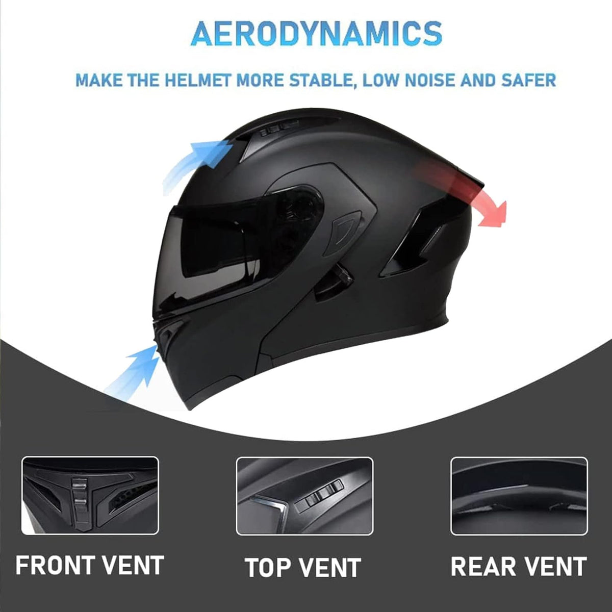 Full Face Flip Up Modular Dual Visor Motorcycle Helmet S1175