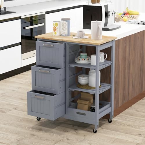 Rolling Wood Storage Cart with Drawers & Removable Tray H279507
