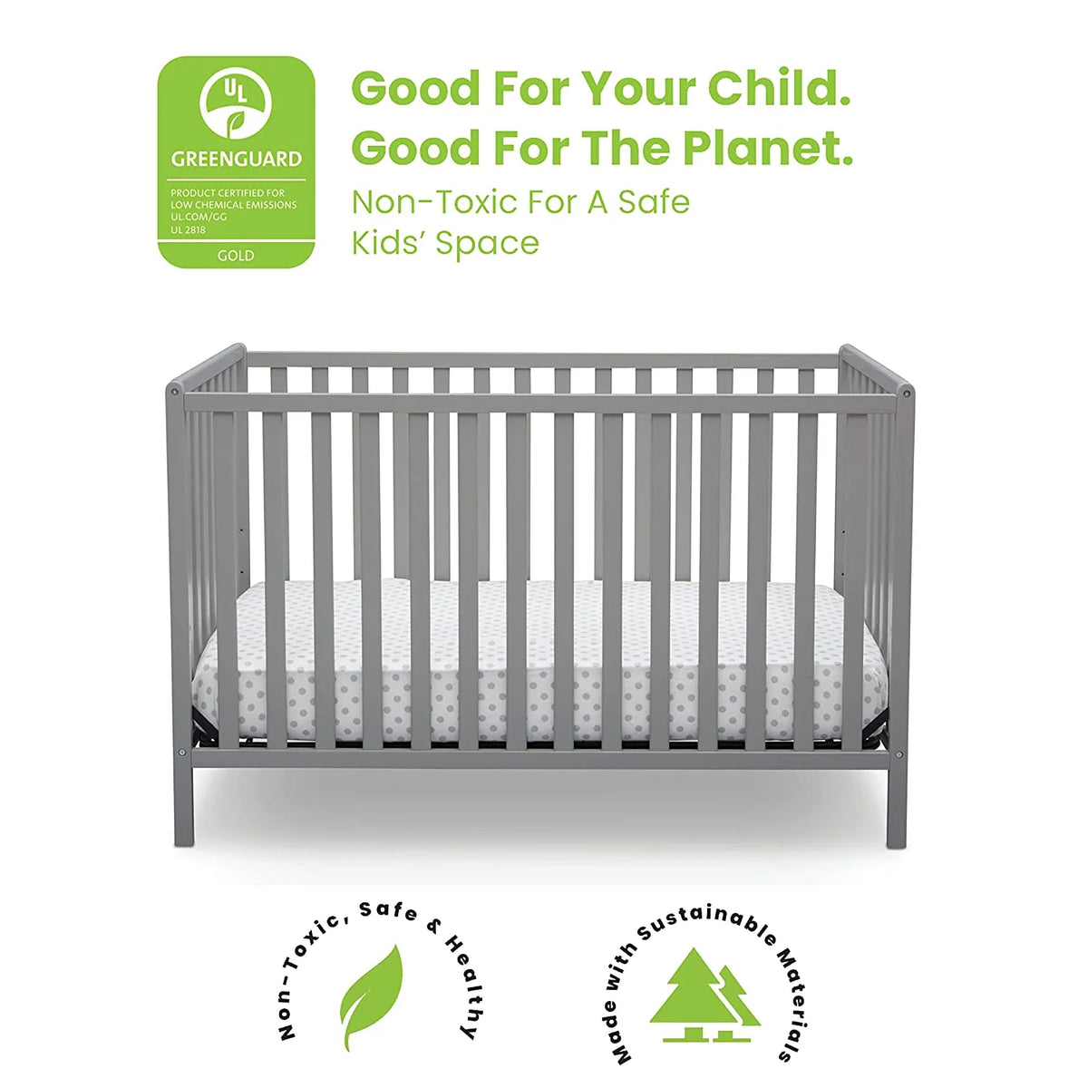 Grey 4-in-1 Convertible Crib U538