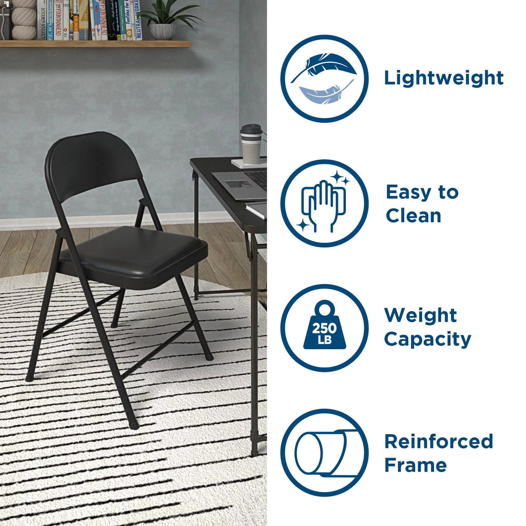 Black Vinyl Folding Chair 4-Pack C8803