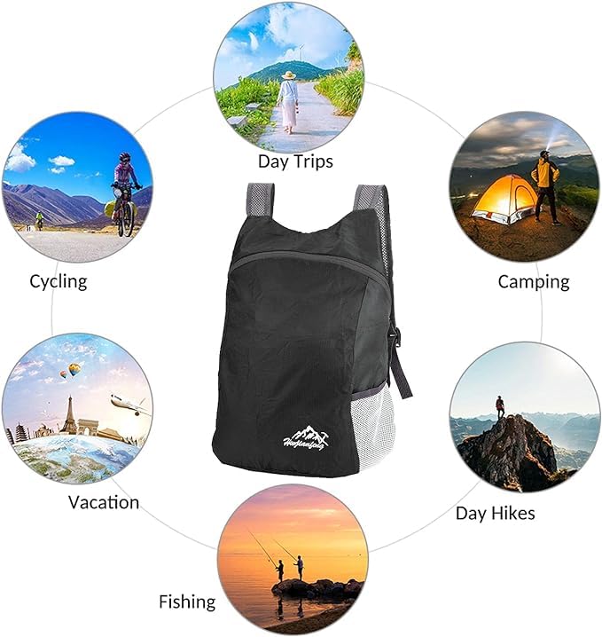 20L Ultralight Foldable Backpack Hiking Rucksack Water Resistant Travel Daypack W458048