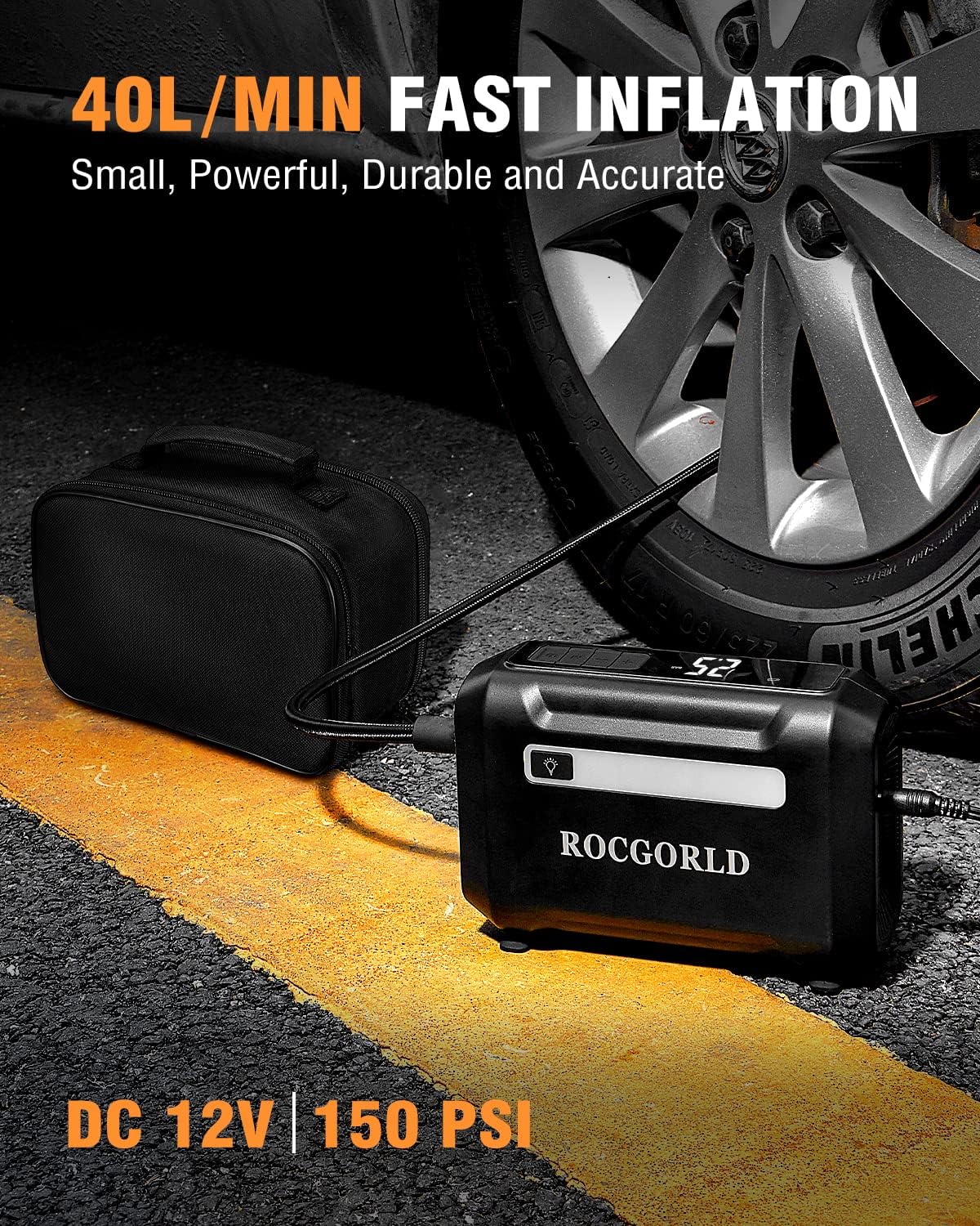 150 PSI 6600mAh Rechargeable Cordless Tire Inflator Z28917