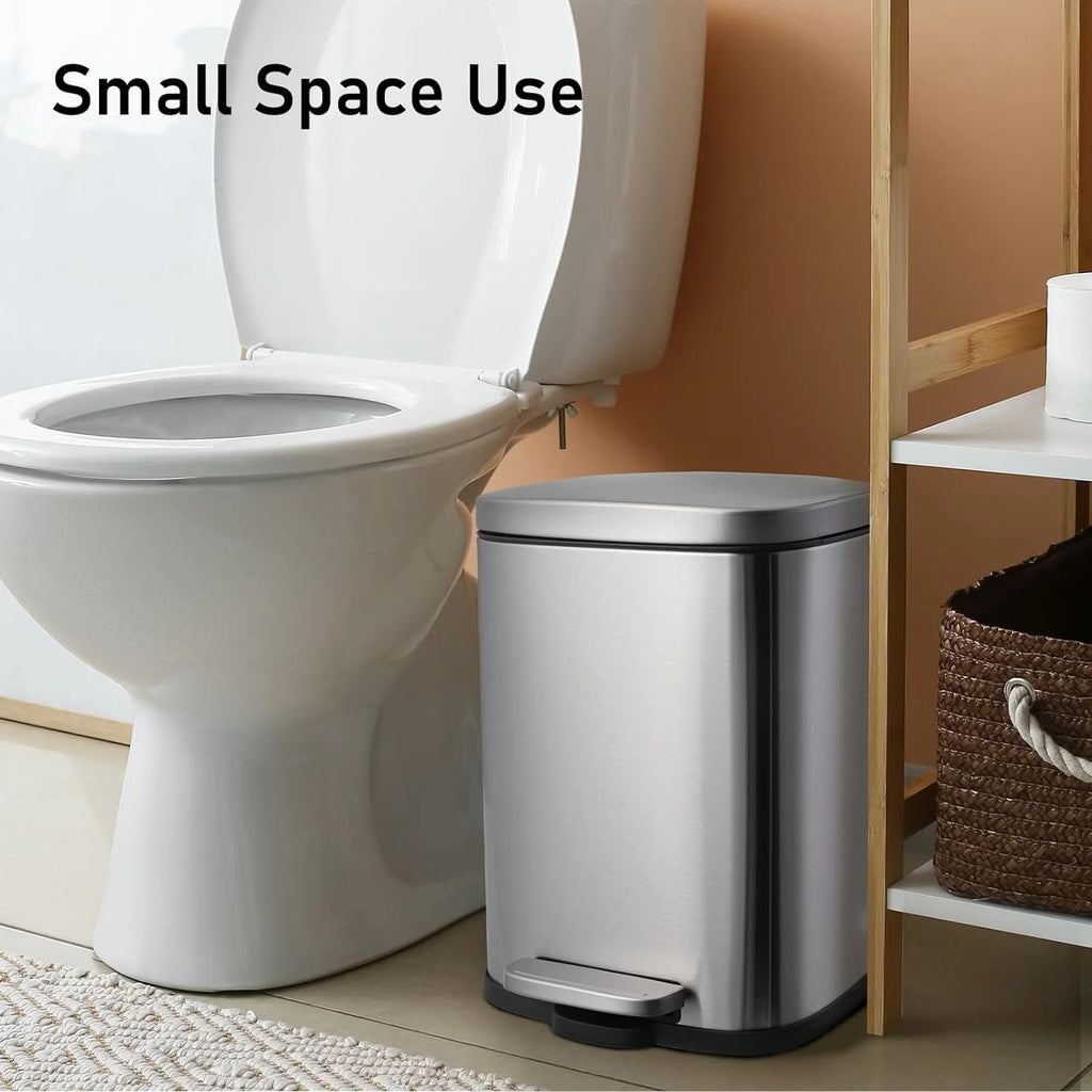 Stainless Steel Step Trash Can Combo Set, 13.2 Gallon & 1.3 Gallon O34183