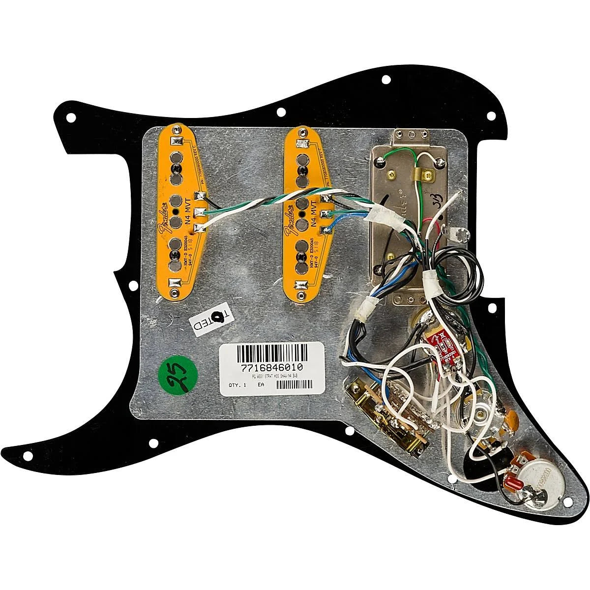 Black 3-Ply Pre-Wired Stratocaster Pickguard V640