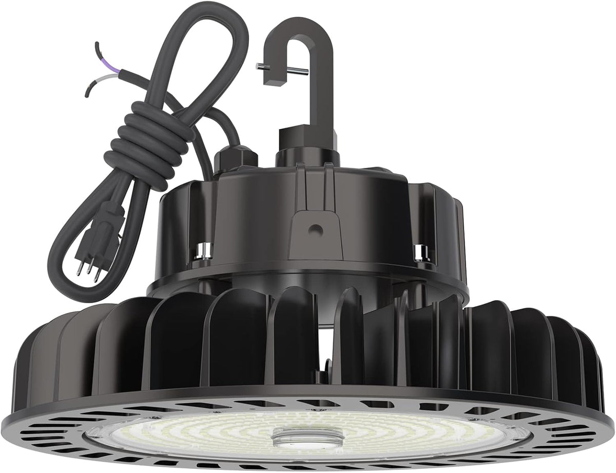 250W 5000K Dimmable LED UFO High Bay Light with 5' Cable and 110V Plug R1772