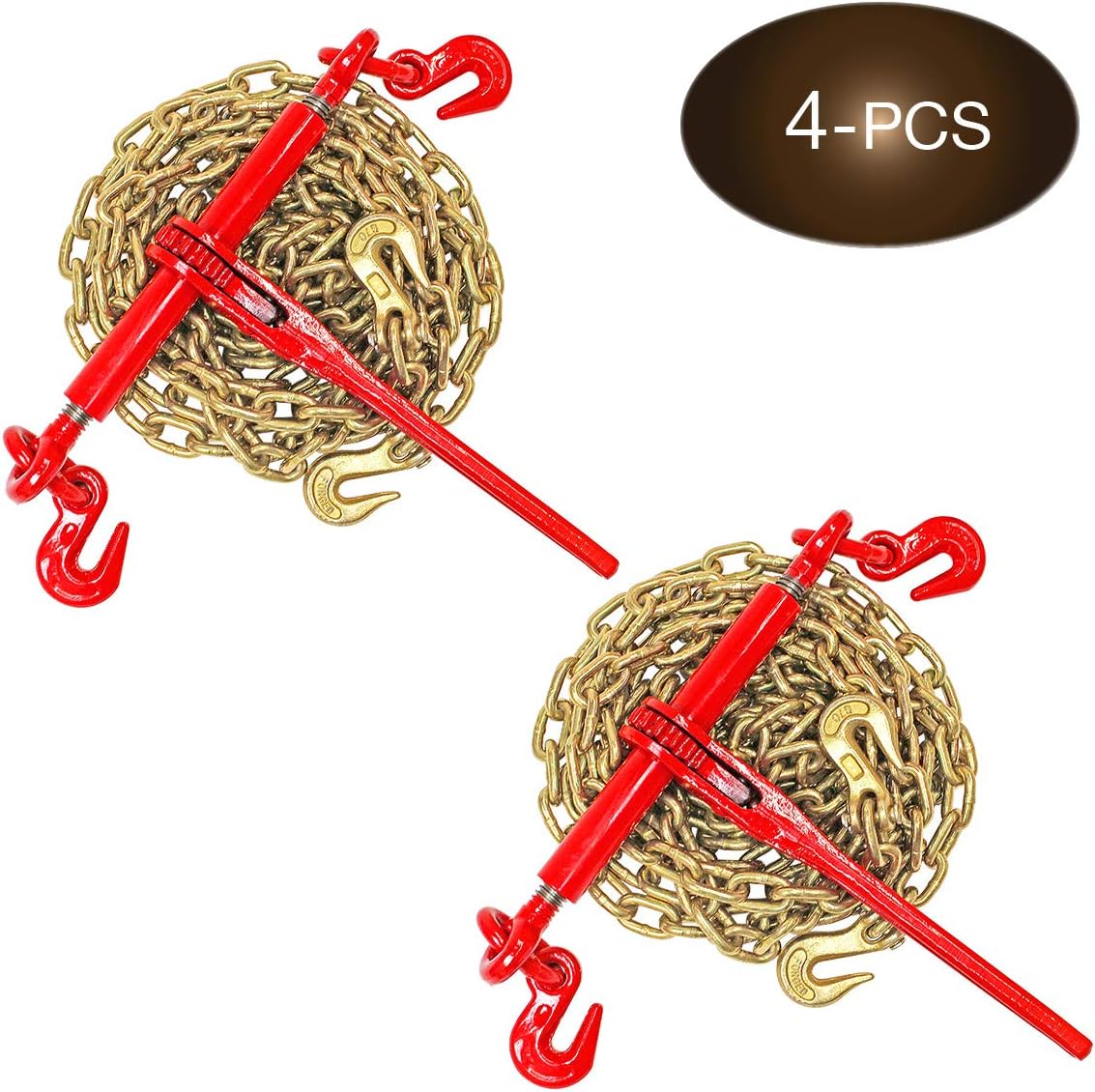 5/16” Grade 70 Chain and Load Binder Kit with 2 Binders and 2 Chains, 4,700 lbs. Safe Working Load S8990
