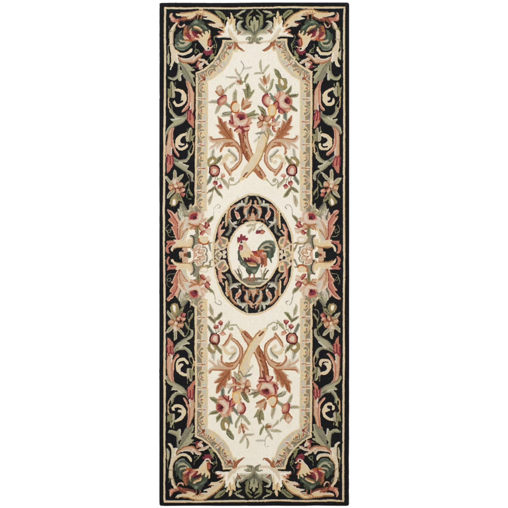 Ivory/Black Wool Novelty Area Rug O930653
