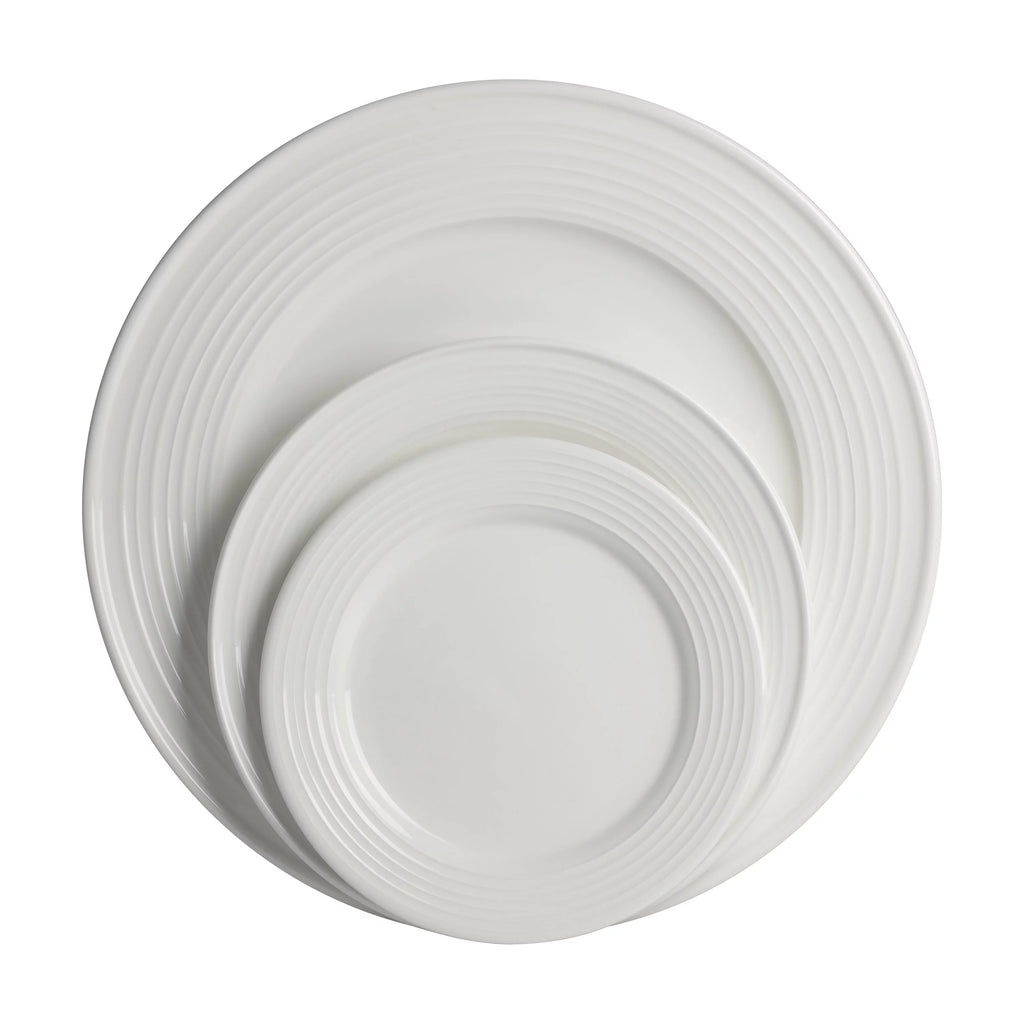 White 62-Piece Stoneware Dinnerware Set W97076