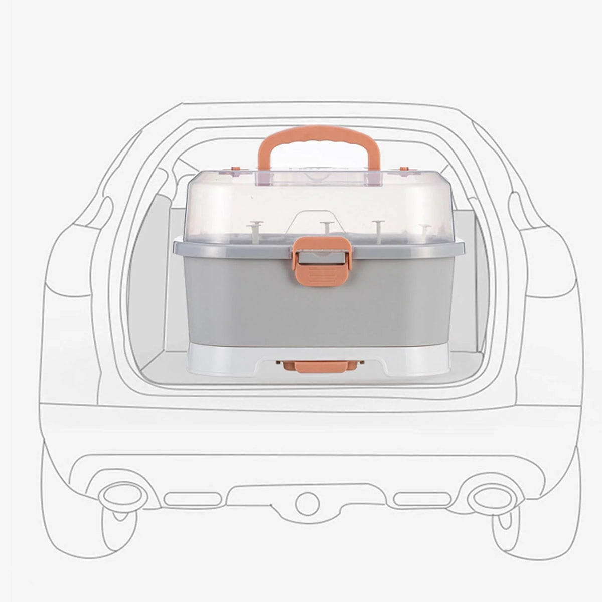 Gray Baby Bottle Drying Rack Storage Organizer with Lid H947678