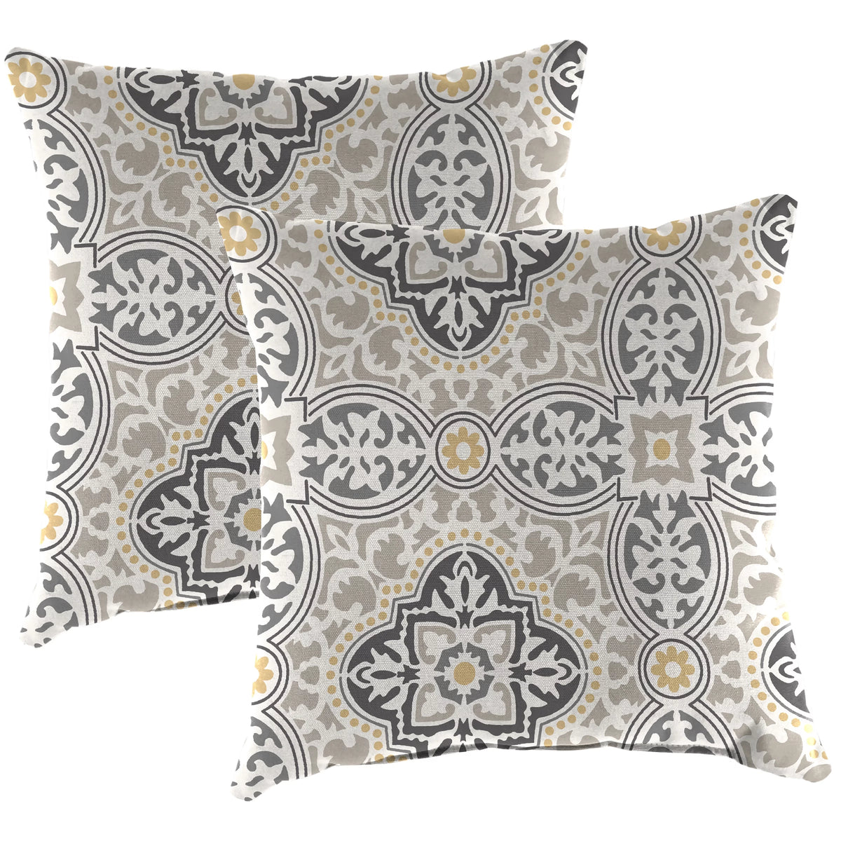 Grey Quatrefoil Square Outdoor Throw Pillow 2 Pack Y807