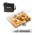 12" Stainless Steel BBQ Grill Basket with Removable Handle and Built-in Bottle Opener L220651
