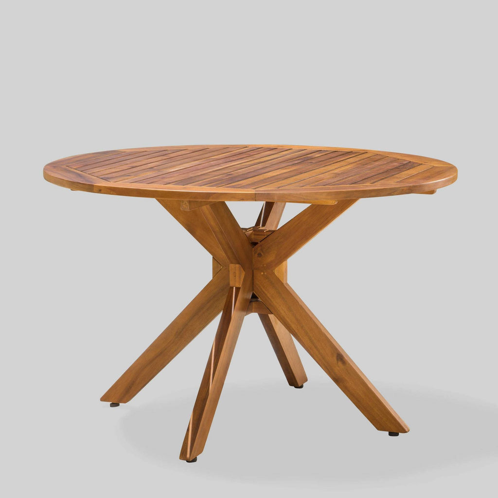 Brown Acacia Wood Round Dining Table R4552