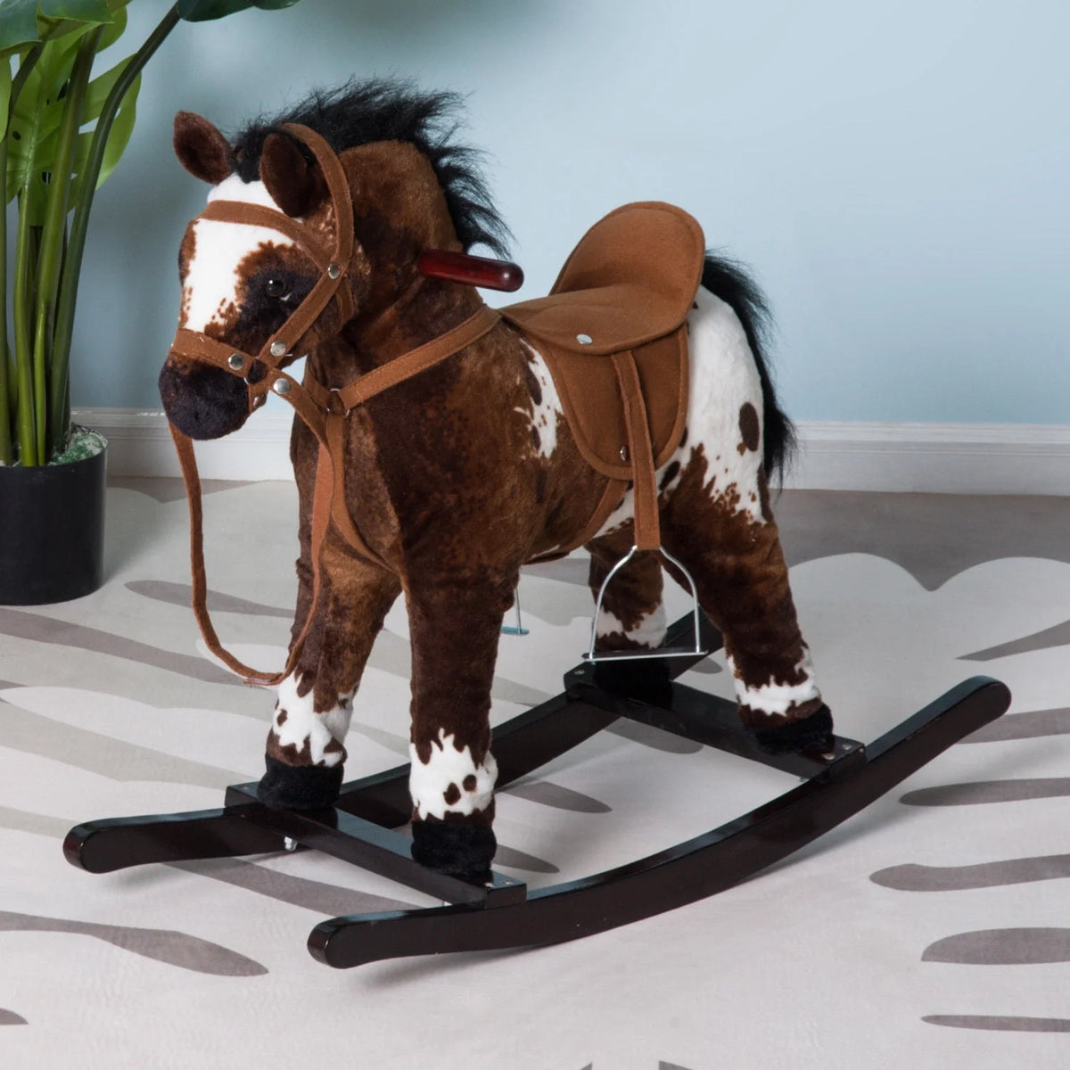 Plush Kids Ride On Rocking Horse Toy T119980