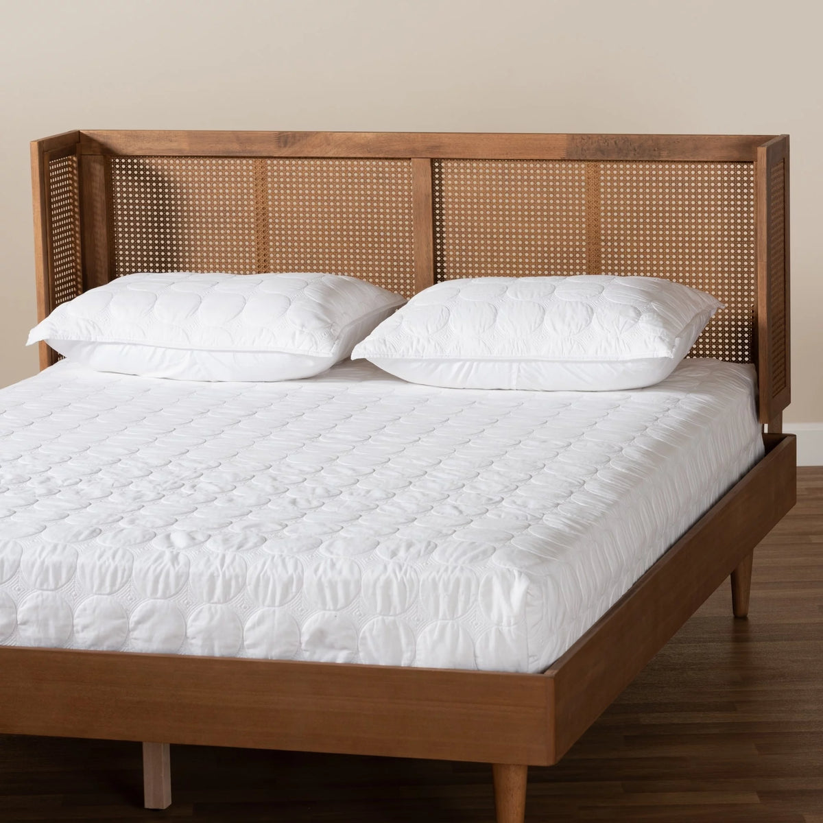 King Wood and Rattan Headboard B41667