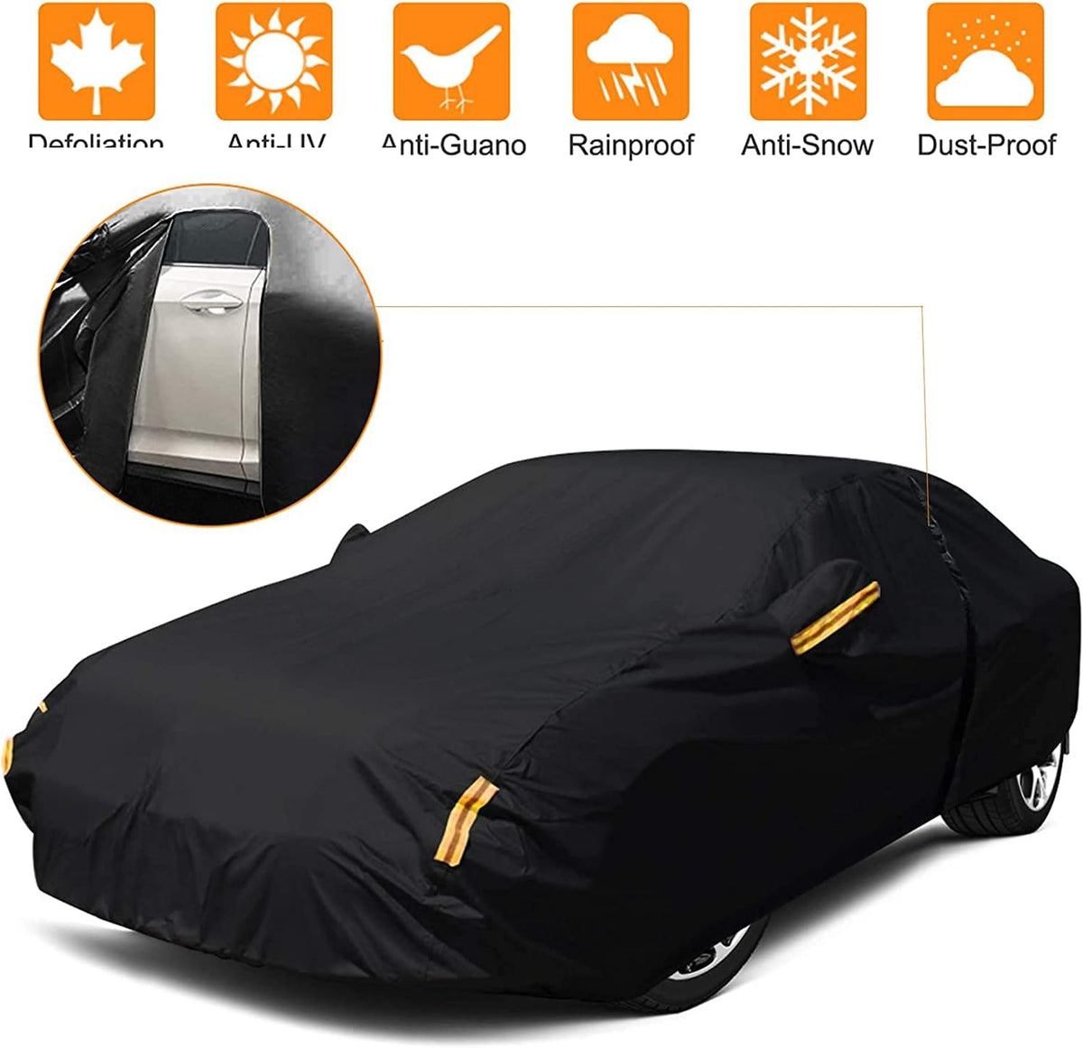 Sedan Car Cover Waterproof All Weather Full Car Cover Snow Hail Rain Sun UV Dust Protection Scratch Resistant Snow Winter (Fit for Car Size: 209''L x 79''W x 59''H (Approx)) Pack of 2 C3171