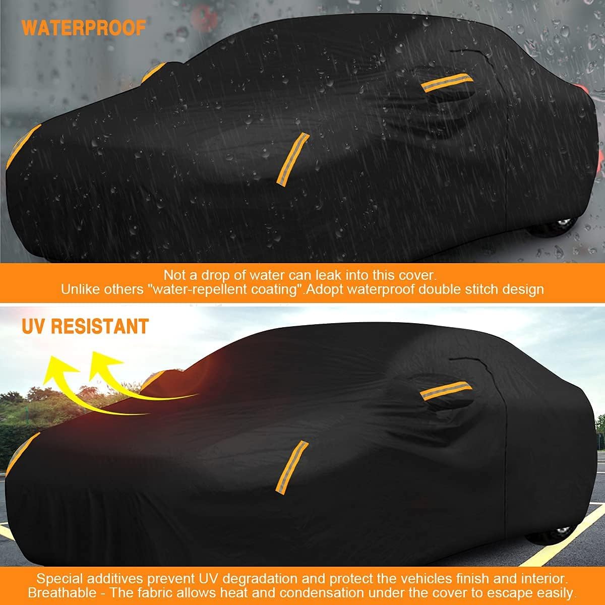 Sedan Car Cover Waterproof All Weather Full Car Cover Snow Hail Rain Sun UV Dust Protection Scratch Resistant Snow Winter (Fit for Car Size: 209''L x 79''W x 59''H (Approx)) Pack of 2 C3171
