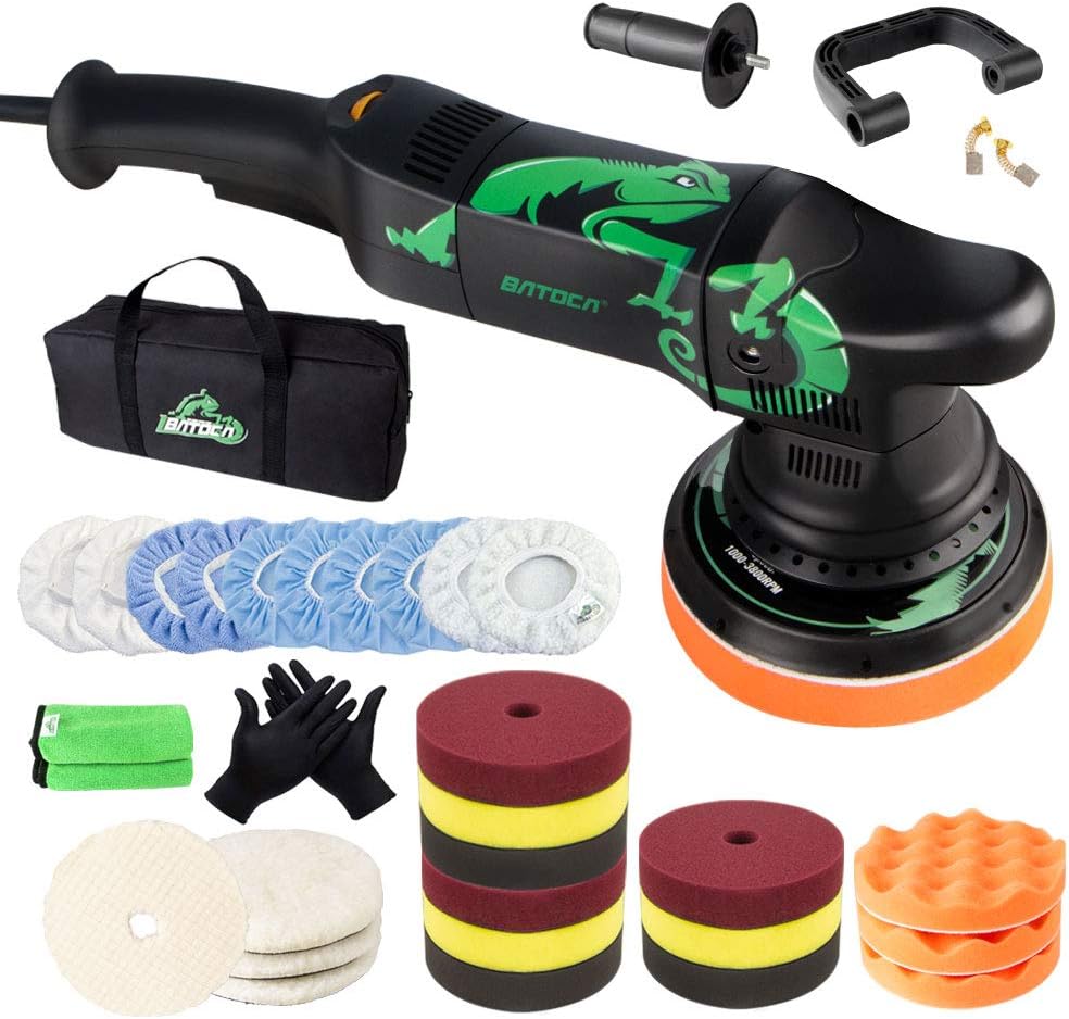 Dual Action Polisher, 6 Inches, 700w Random Orbital Car Buffer with Foam/Wool Pads, Microfiber Towels F824453