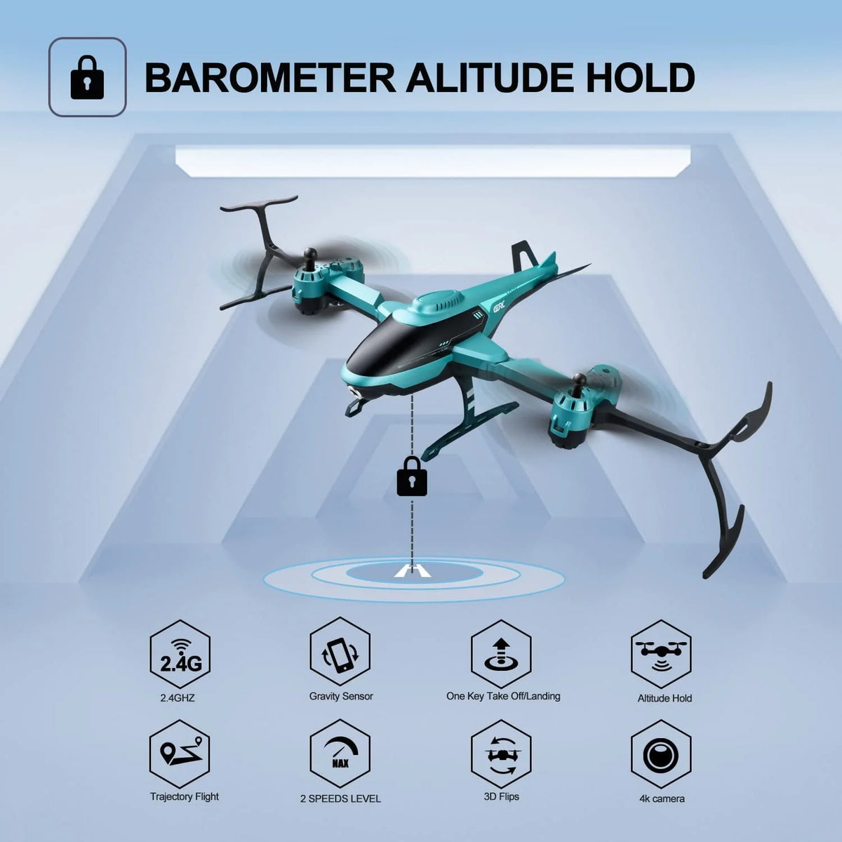 Blue RC Helicopter Drone with 1080P HD Camera Q704