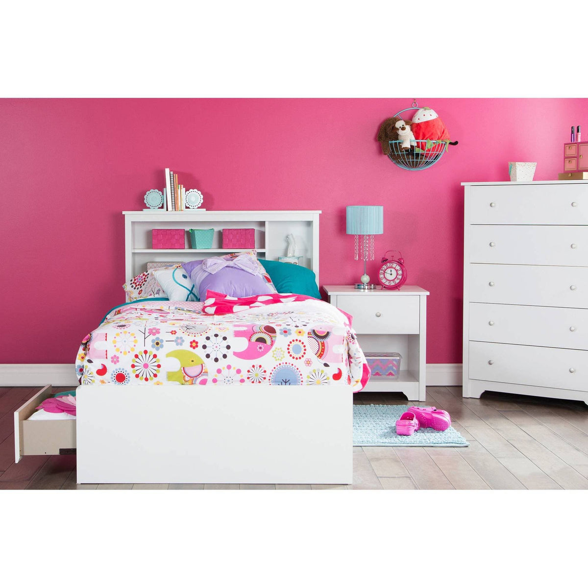 Pure White Twin Bookcase Headboard Q585688