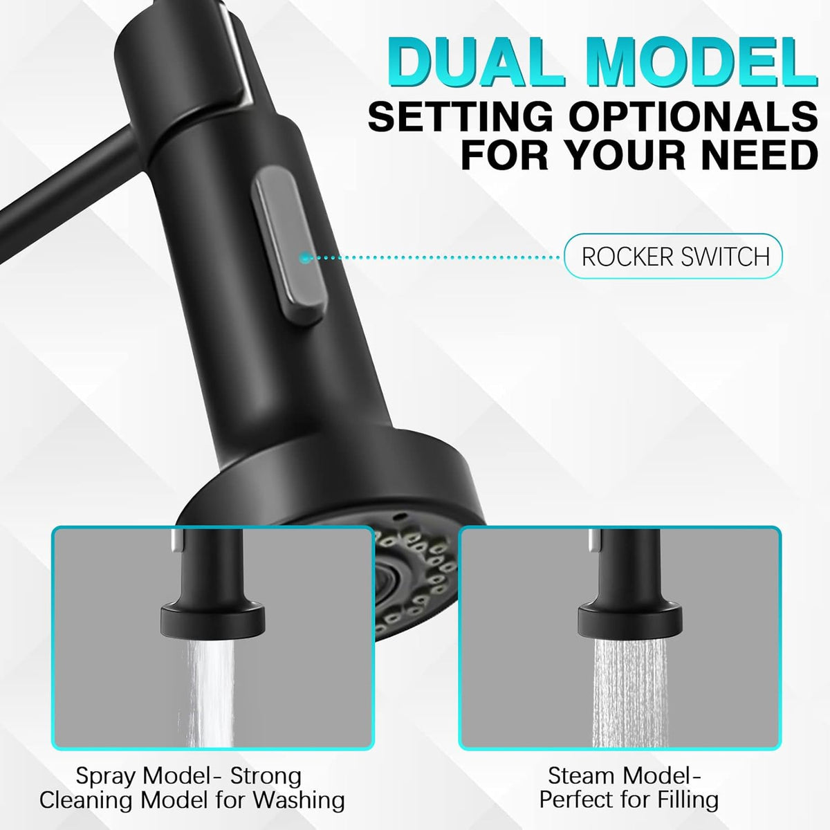 Matte Black 304 Stainless Steel Single Handle Spring Kitchen Sink Faucet with Pull Down Sprayer N425
