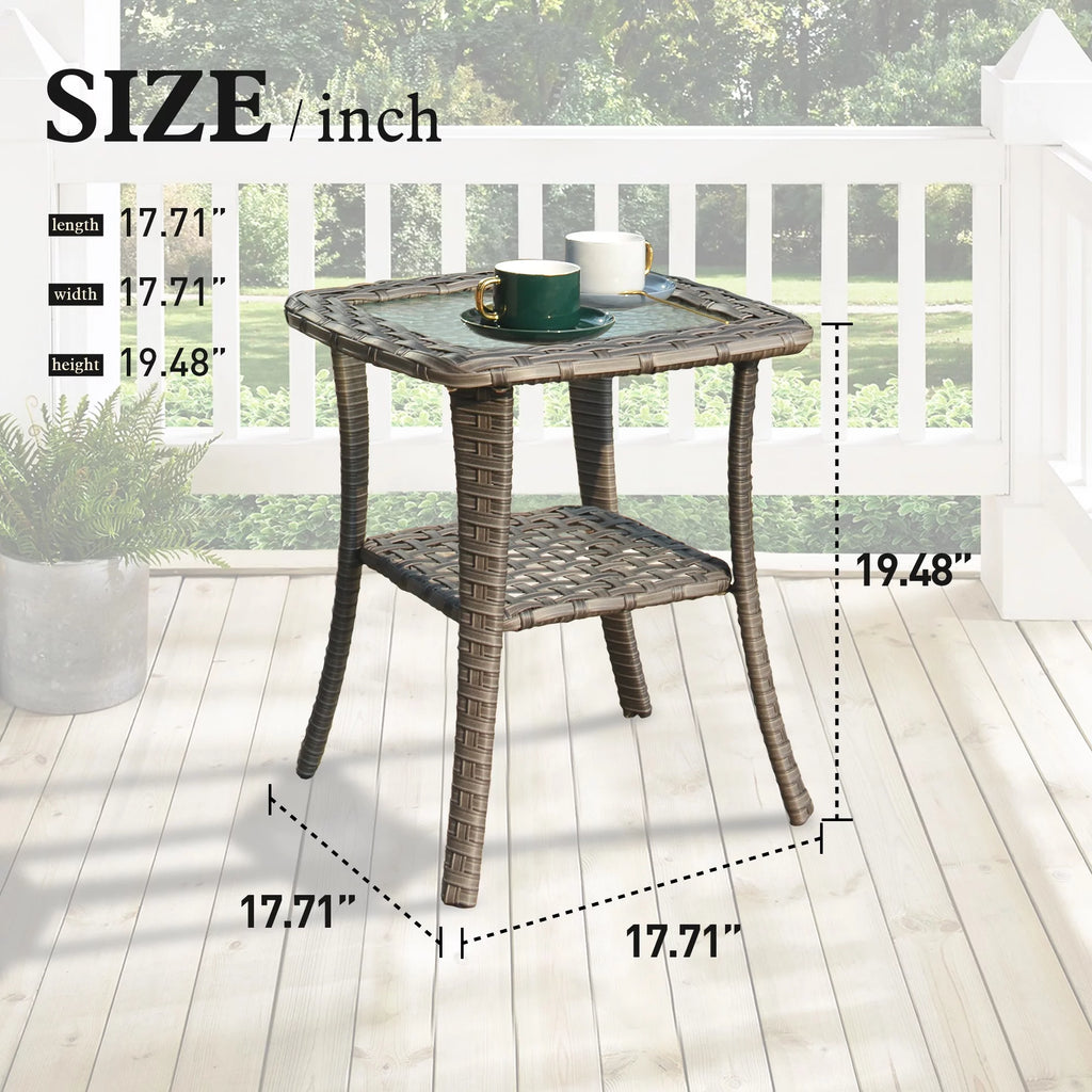 Outdoor Wicker Coffee Table with Glass Top E329