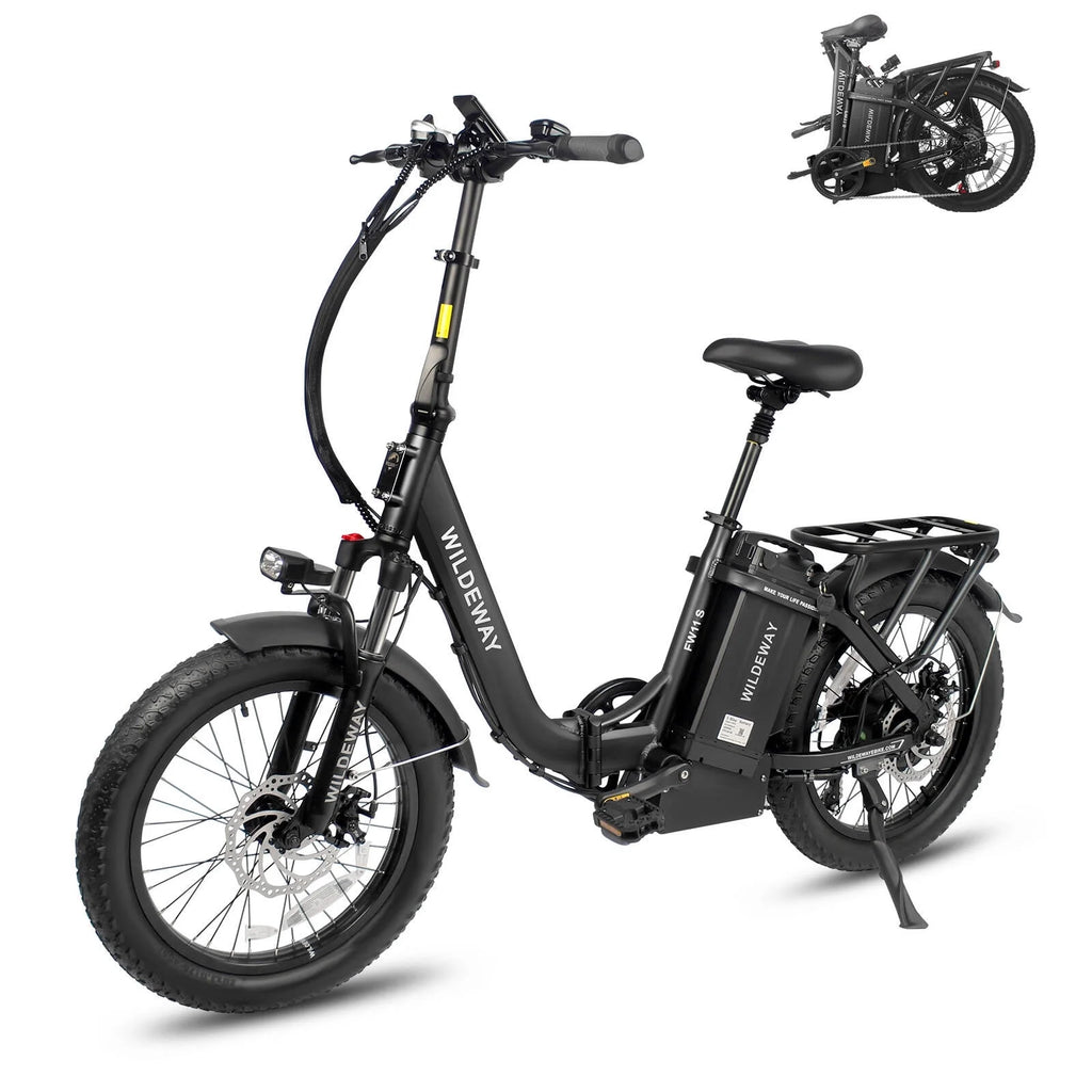 Folding Electric Bicycle 750w 48v 32ah 7 Speeds 20×3.0 Fat Tire Black Z605