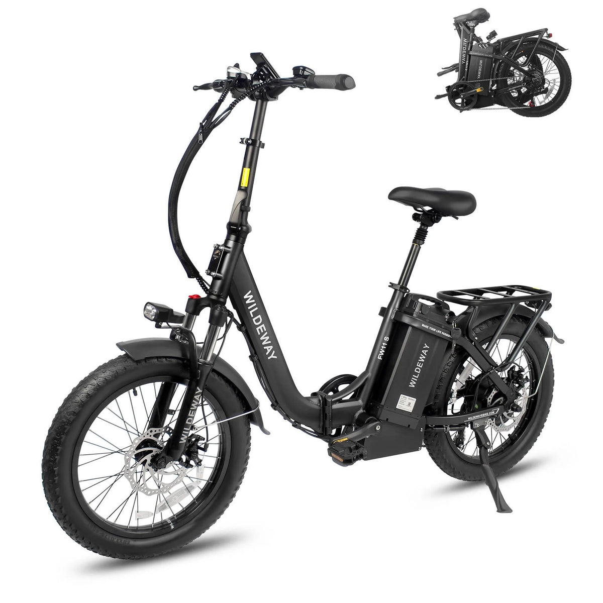 Folding Electric Bicycle 750w 48v 32ah 7 Speeds 20×3.0 Fat Tire Black Z605