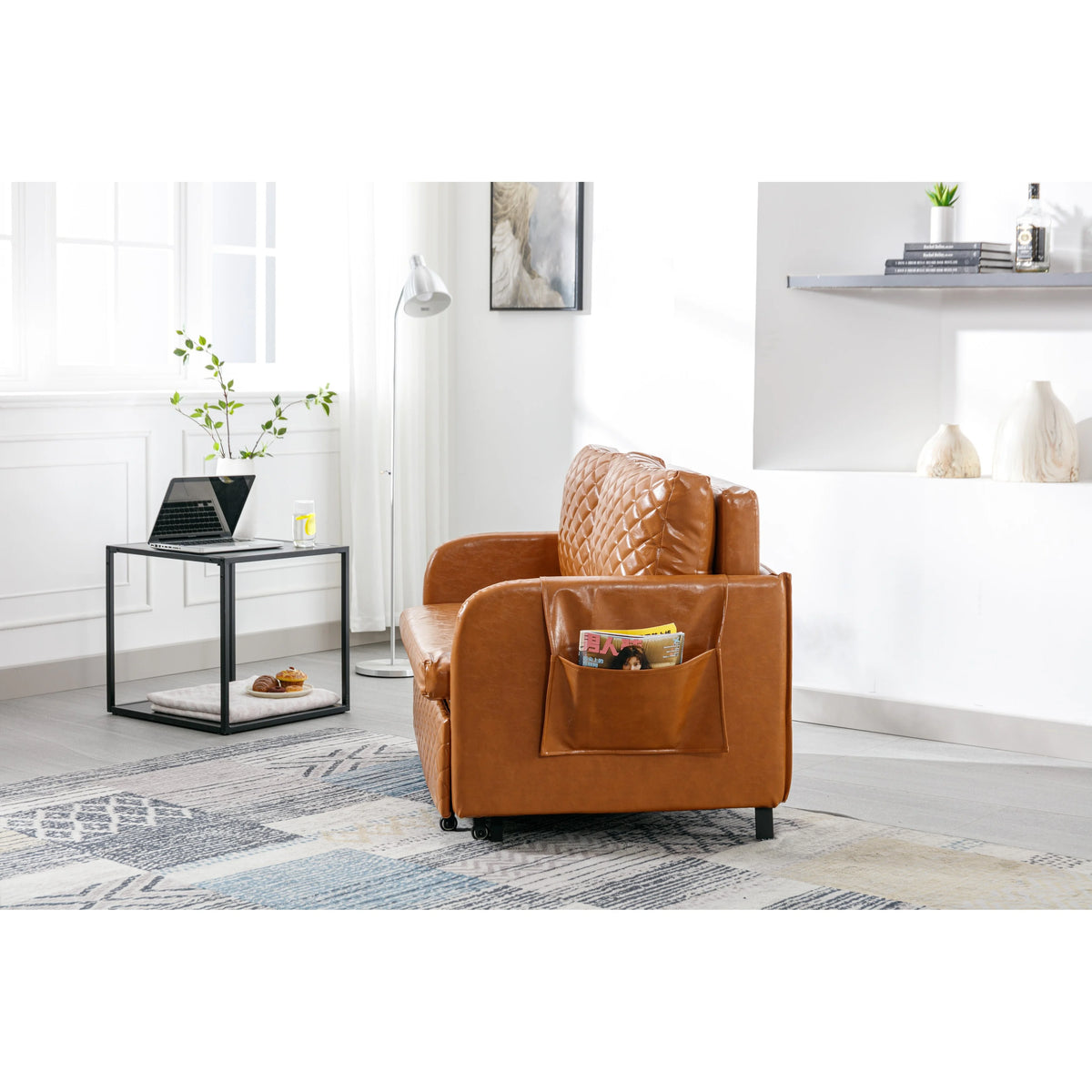Convertible Sleeper Loveseat Sofa Bed with Headboard M18638