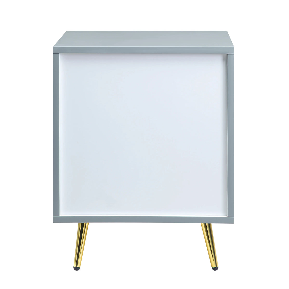 Gray High Gloss 2 Drawer Nightstand N2054