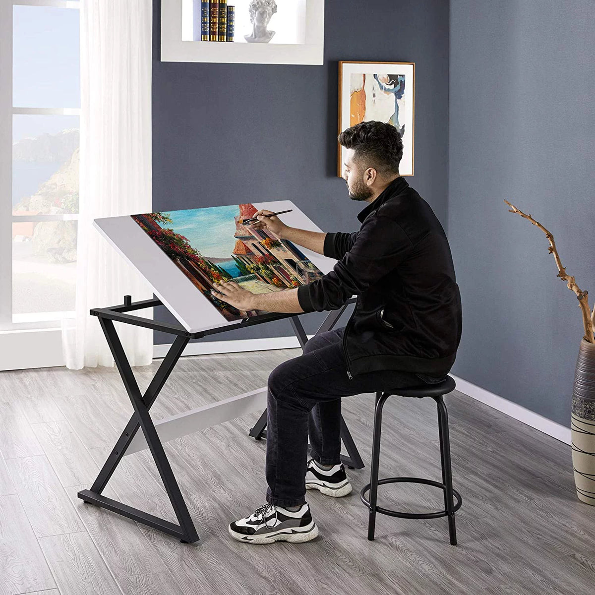 Drafting Table with Tilted Tabletop H91269