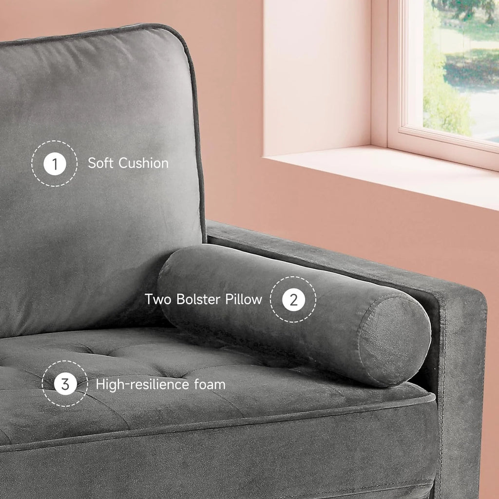 Velvet Sofa with 2 Pillows N772