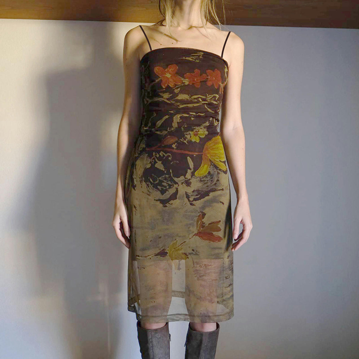 Brown Mesh Skirt E409