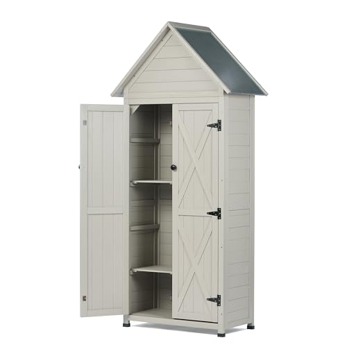 71" Wooden Outdoor Storage Shed with Adjustable Shelves G56534