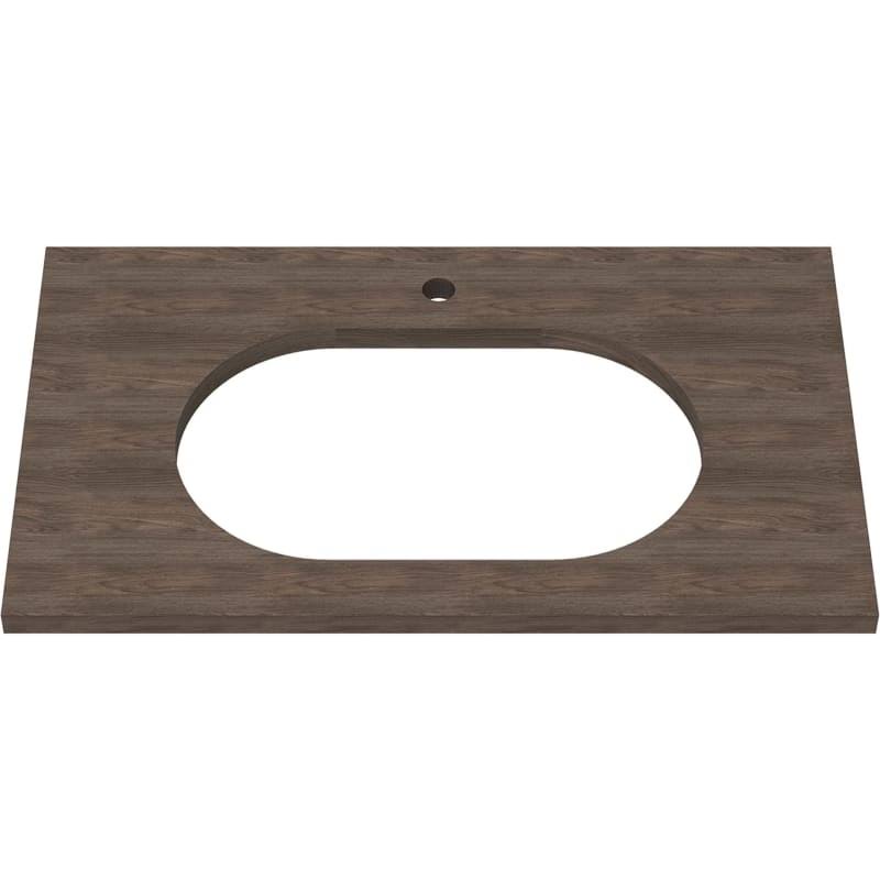 33 in. Above Counter Sink Top with Single Faucet Hole in Walnut B90366