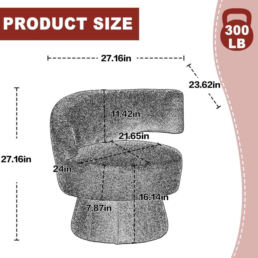 Red Fuzzy Teddy Upholstered Swivel Accent Chair I7316