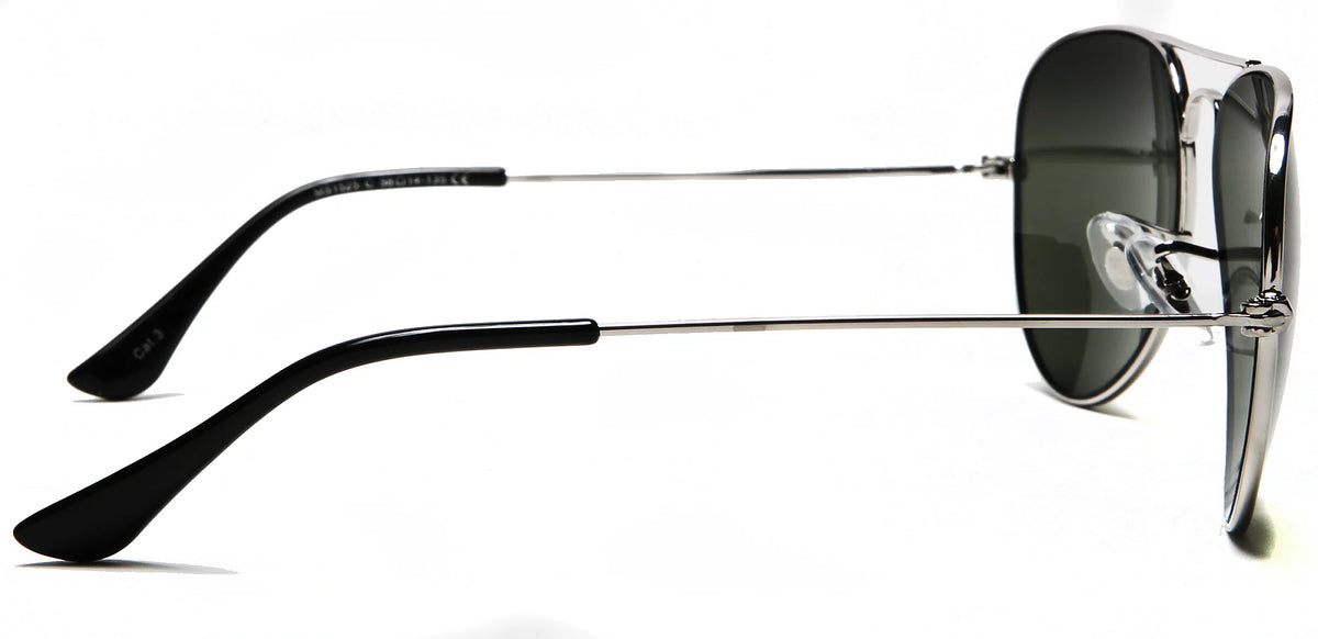Classic Aviator Sunglasses Silver Frame Green Lens T700952