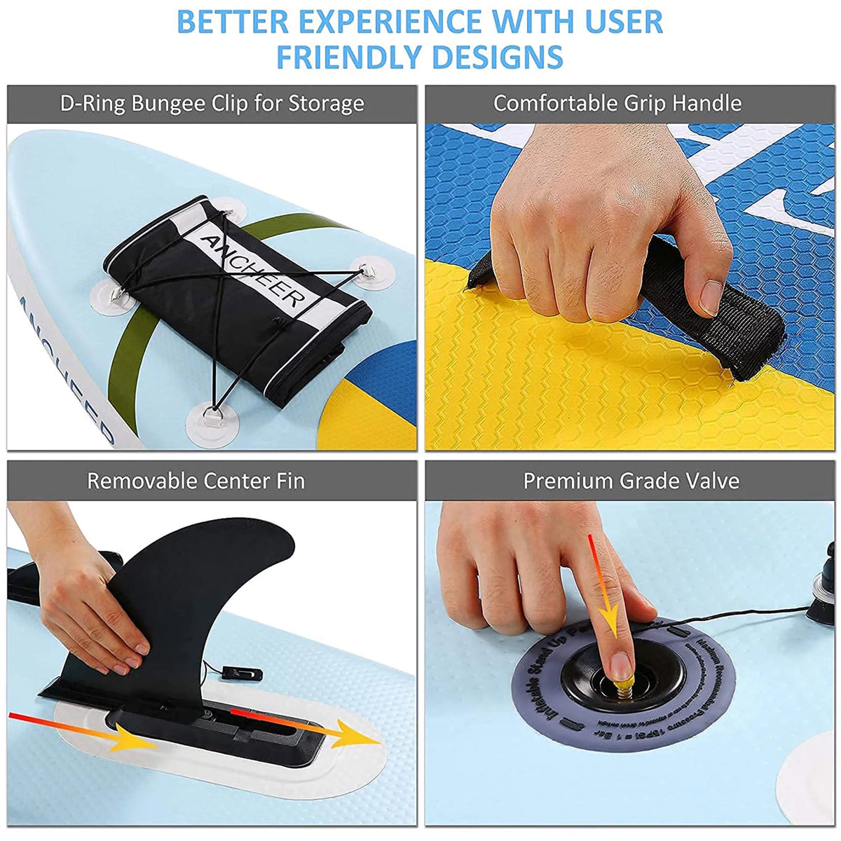 Yellow Inflatable Stand Up Paddle Board with Bag H331772