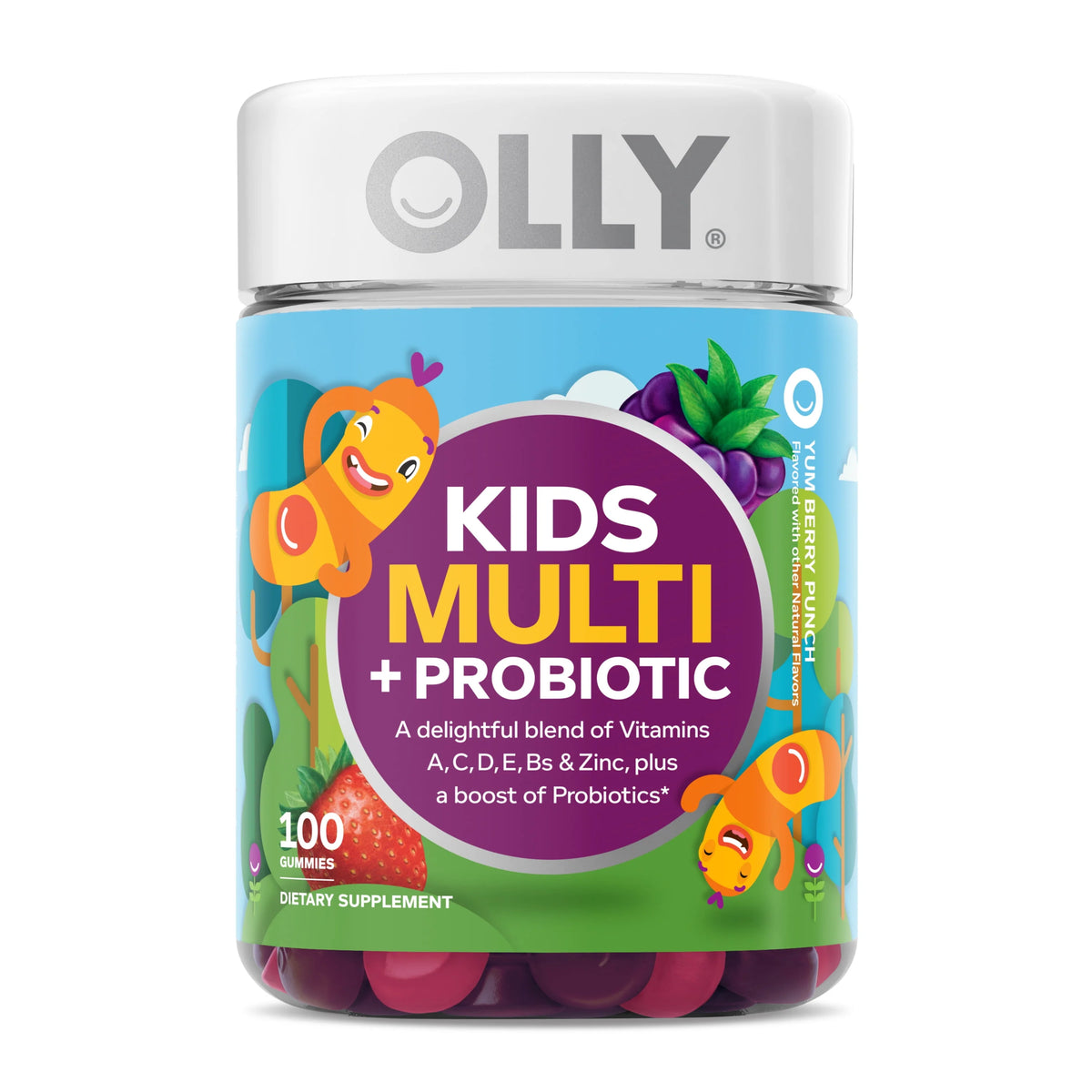 Kids Multivitamin Probiotic Gummy, Berry, 100 Ct E4580
