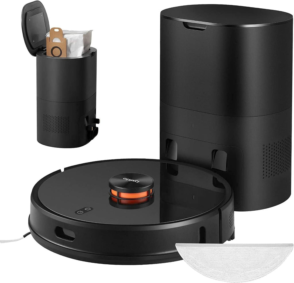 Black Robotic Vacuum Cleaner with Self Empty, Mop, Lidar Navigation, 2700Pa Suction B909