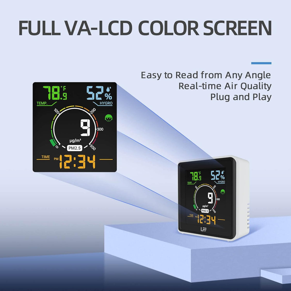 Indoor Air Quality Monitor PM2.5 Temperature Humidity Meter B7253